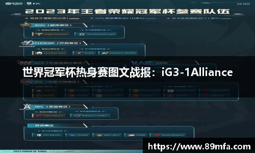 世界冠军杯热身赛图文战报：iG3-1Alliance