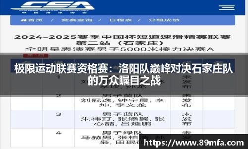 极限运动联赛资格赛：洛阳队巅峰对决石家庄队的万众瞩目之战